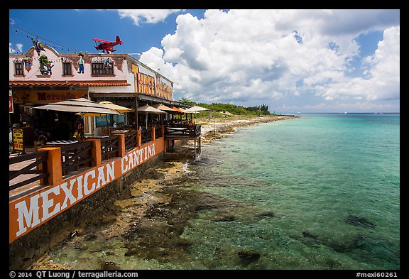 Beachfront restaurant, Puerta Maya. Cozumel Island, Mexico (color)