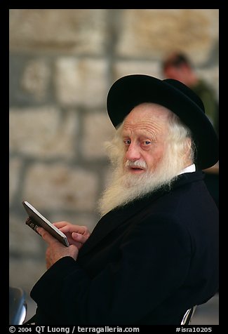Elderly orthodox jew, Western (Wailling) Wall. Jerusalem, Israel (color)