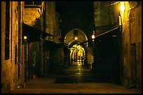 Old street and arches by night. Jerusalem, Israel
