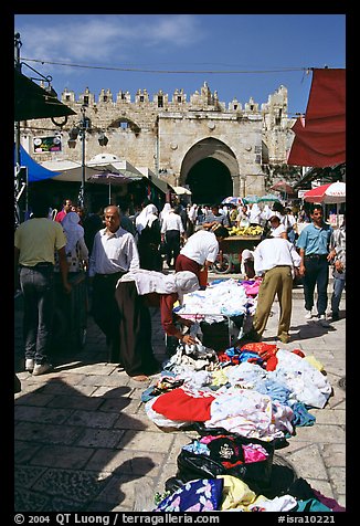 Street market inside the old town next to the remparts. Jerusalem, Israel (color)