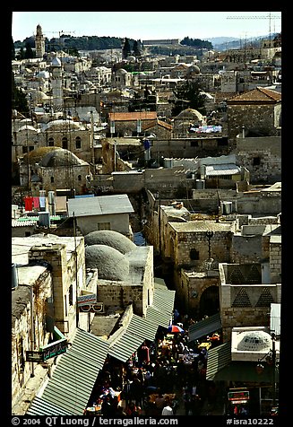 Crowded streets and roofs of the old town. Jerusalem, Israel