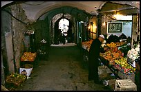 Fruit and vegetable store in an old town archway. Jerusalem, Israel ( color)