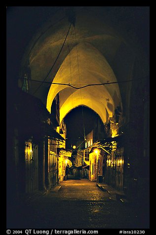 Alley at night, old town. Jerusalem, Israel