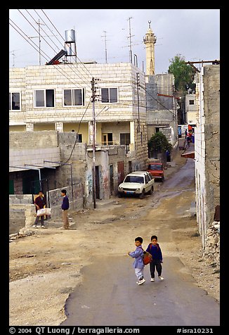 Two schoolchildren in a street of East Jerusalem. Jerusalem, Israel (color)