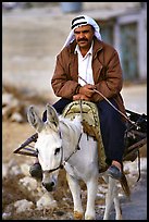 Arab man riding a donkey, Hebron. West Bank, Occupied Territories (Israel) (color)