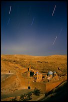 Star trails above the Mar Saba Monastery. West Bank, Occupied Territories (Israel) ( color)