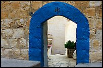 Blue doorway inside the Mar Saba Monastery. West Bank, Occupied Territories (Israel)