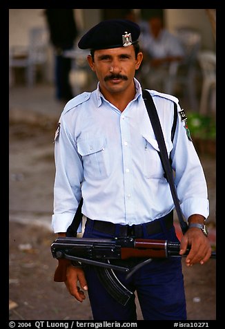 Palestinian Policeman, Jericho. West Bank, Occupied Territories (Israel)