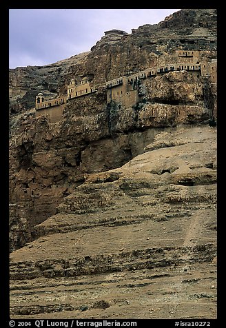 Monastery perched on the side of a steep clif. West Bank, Occupied Territories (Israel) (color)