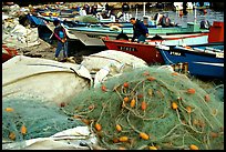 Fishing nets and boats, Akko (Acre). Israel ( color)