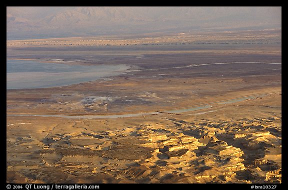 South End of the Dead Sea seen from Masada. Israel
