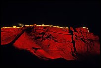 Summit plateau illuminated at night, Masada. Israel (color)