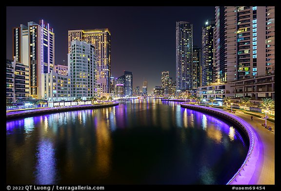 Marina Promenade at night from above. United Arab Emirates (color)