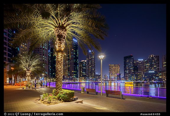 Marina Promenade at night. United Arab Emirates (color)
