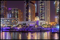 Yachts and Al Rahim Mosque at night. United Arab Emirates ( color)