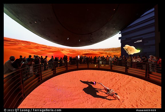 Panoramic and aerial video of desert, Saudi Arabia Pavilion. Expo 2020, Dubai, United Arab Emirates (color)