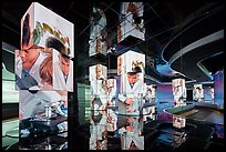 Moving and mirorred media cubes, exhibit 3, USA Pavilion. Expo 2020, Dubai, United Arab Emirates ( color)