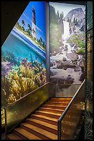 Staircase and photos of national parks, USA Pavilion. Expo 2020, Dubai, United Arab Emirates ( color)