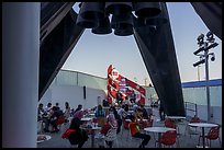 Rocket Garden with conversation on rocket stage, USA Pavilion. Expo 2020, Dubai, United Arab Emirates ( color)