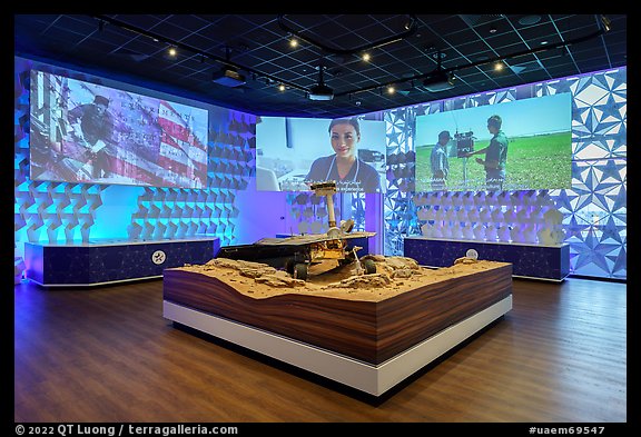 Mars Rover and videos about opportunities in the US, USA Pavilion. Expo 2020, Dubai, United Arab Emirates (color)