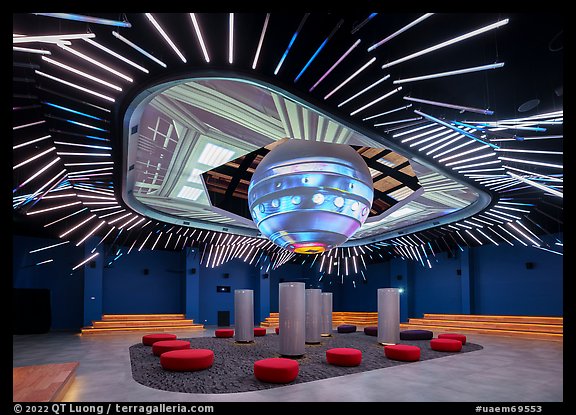 Room with overhead media display, USA Pavilion. Expo 2020, Dubai, United Arab Emirates (color)