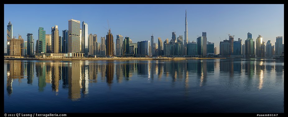 Downtown Dubai skyline from Business Bay. United Arab Emirates (color)