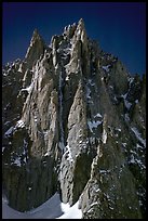 The Super-Couloir on Mt Blanc du Tacul is the very steep and narrow gully, Mont-Blanc Range, Alps, France. (color)