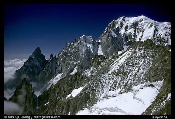 East Face of Mont-Blanc and Peuterey ridge, Italy.