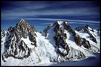 South Side of the Argentiere basin with Chardonet Pass between  Aiguille d'Argentiere and the Chardonet. Alps, France