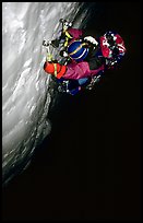 Frank Levy at night,  North face of Les Droites,  Mont-Blanc Range, Alps, France.