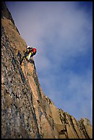 Paul leading on Bonatti Pilar on Le Dru, Mont-Blanc Range, Alps, France. (color)