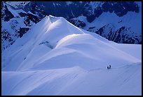 Alpinists on the Aiguille du Midi ridge. Alps, France ( color)