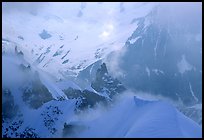 Alpinists on the  Midi-Plan ridge. Alps, France ( color)