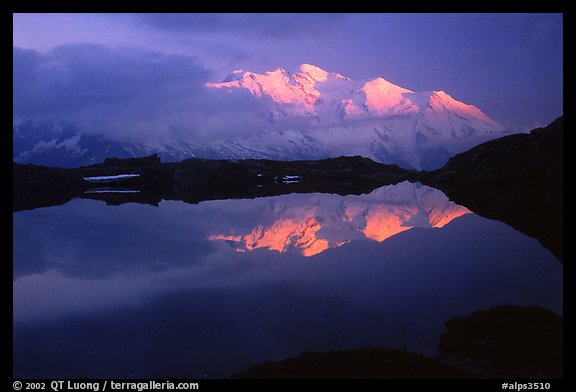 Mont-Blanc range at sunset, Alps, France.