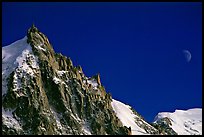 Aiguille du Midi and moon. Alps, France ( color)