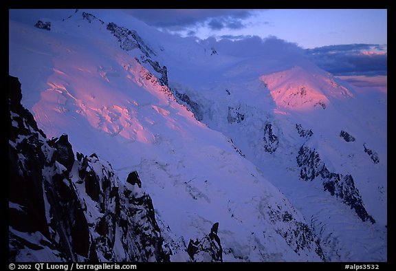 North Face of Mont-Blanc and Dome du Gouter, France.  (color)