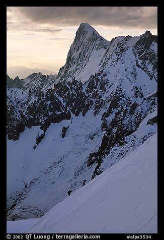 Alpinists climb Aiguille du Midi, France.