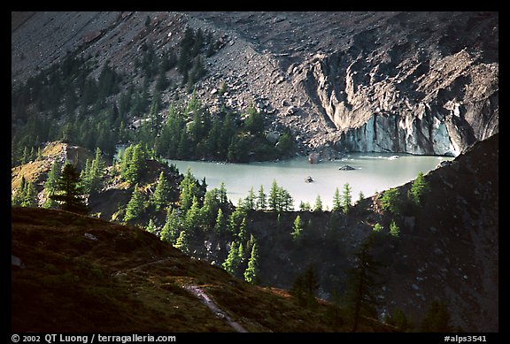 Glacial pond in Val Veni,  Mont-Blanc range, Alps, Italy.  (color)