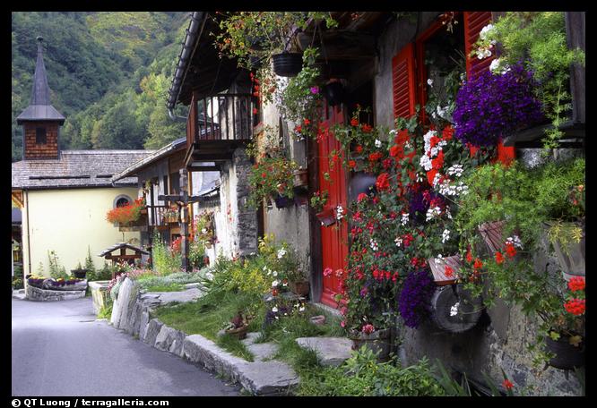 Quaint village of Le Tour, Chamonix Valley, Alps, France.  (color)
