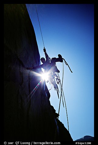 Climbing Zodiac in the sun. El Capitan, Yosemite, California (color)