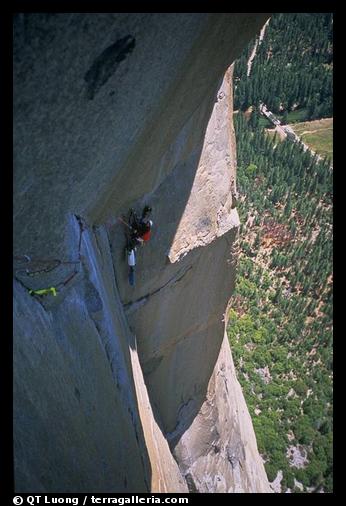On beley on the Traverse pitch. El Capitan, Yosemite, California (color)