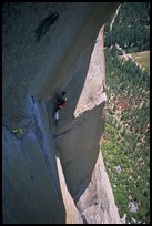 On beley on the Traverse pitch. El Capitan, Yosemite, California (color)