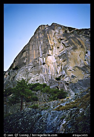Shadow side: The Prow (the white streak). Washington Column, Yosemite, California (color)