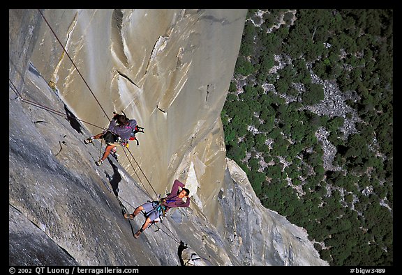 Climbing photographers at work. Yosemite, California