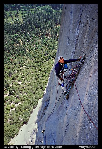 Valerio Folco takes a break from hauling bags. El Capitan, Yosemite, California (color)
