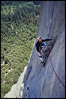 Valerio Folco takes a break from hauling bags. El Capitan, Yosemite, California (color)