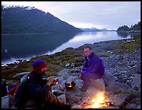Campfire in Charpentier Inlet. Glacier Bay National Park, Alaska ( color)
