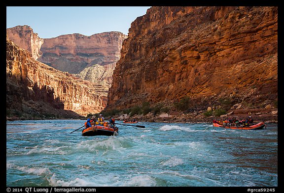 Rafts in rapids, Marble Canyon. Grand Canyon National Park, Arizona (color)
