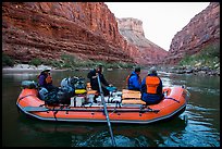 Oar raft in Marble Canyon, early morning. Grand Canyon National Park, Arizona ( color)