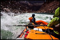 Riding splashy rapids in raft. Grand Canyon National Park, Arizona ( color)